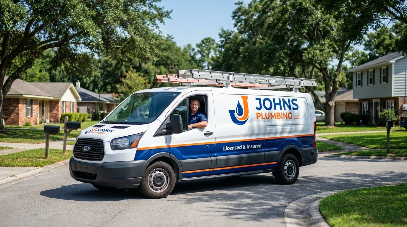Johns Plumbing LLC service van in Hyrum, UT