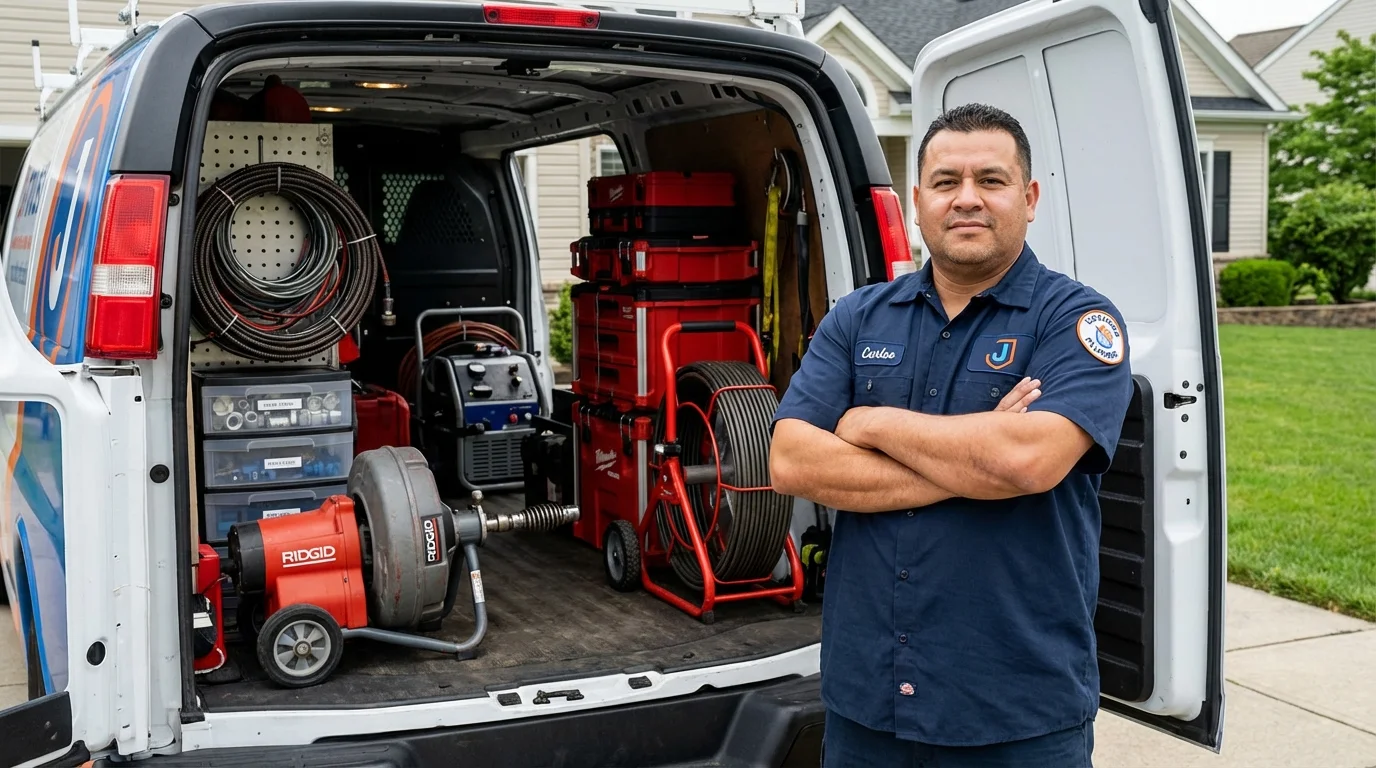 Professional drain cleaning equipment and Johns Plumbing LLC plumber in Hyrum